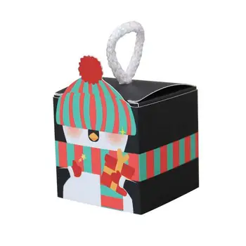 Мини-коробки для рождественских подарков 50шт Бумажный контейнер для рождественских угощений С ручкой Домашний декор Акценты Для печенья Печенье Шоколад