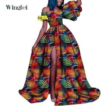 Модная женская африканская одежда в Анкаре, длинные платья макси с принтом, женская одежда для вечеринок в стиле дашики, раздельные элегантные женские платья WY4984