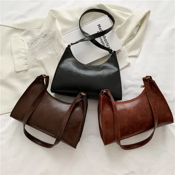 Модная изысканная сумка для покупок, Ретро Повседневные женские сумки через плечо, женские кожаные однотонные сумки на цепочке для женщин