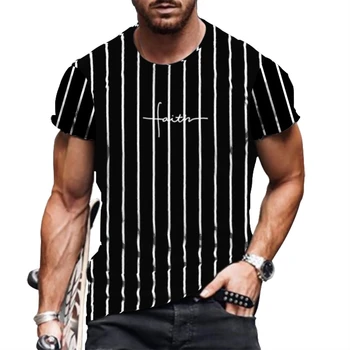 Модная мужская летняя футболка в полоску 2023 года, повседневная дышащая мужская одежда с круглым вырезом и короткими рукавами, подходящая по цвету