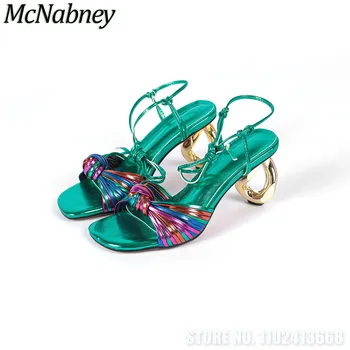 Модные босоножки с квадратным носком, цветные, с круглым кольцом на каблуке, с перекрестными ремешками, с узкими ремешками, женские туфли-лодочки, обувь для вечеринок, размер 34-43