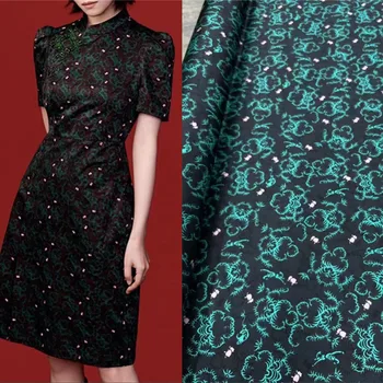 Модные дышащие подвески С цветочным принтом в китайском стиле, стрейч-саржа, Шелковое платье-рубашка, Атласная шелковая ткань, экологичная швейная ткань