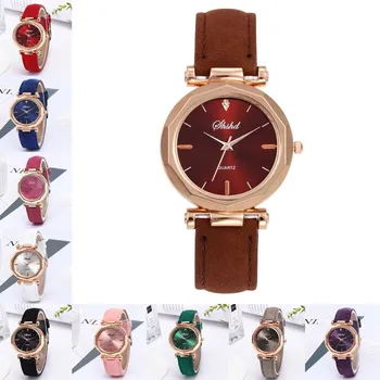 Модные женские кожаные повседневные часы, роскошные аналоговые наручные часы с кварцевым кристаллом, модные часы в подарок Montre Femme