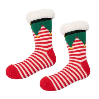 Модные рождественские носки-слипоны Осень-зима, очень толстые нескользящие носки в горошек из флиса, комплект рождественских носков-слипонов в пол