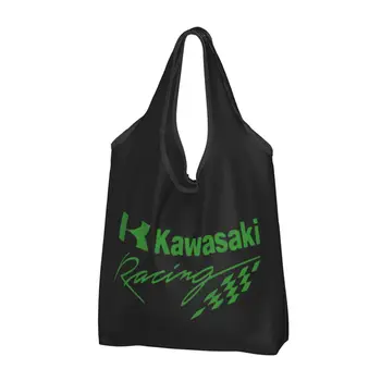 Мотогонки-S-Team-S-Kawasakis Хозяйственные сумки Многоразовые Продуктовые Эко-сумки Большой емкости Для вторичной переработки, Моющаяся Сумочка