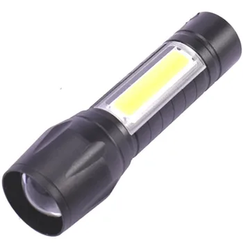 Мощный фонарик Водонепроницаемый USB Перезаряжаемый светодиодный мини Телескопический зум светодиодный и боковой фонарь для кемпинга Cob 100 метров