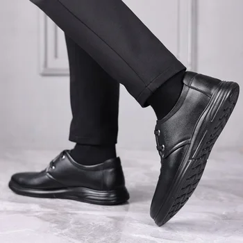 Мужская обувь 2023, Модная Мужская Кожаная повседневная обувь с перекрестной шнуровкой, Новинка, Лидер продаж, Удобная мужская обувь с круглым носком, Zapatos