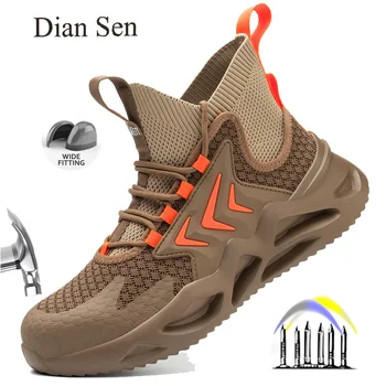 Мужская рабочая защитная обувь Diansen, защитные ботинки со стальным носком, легкие дышащие кроссовки, ботинки с защитой от проколов, Неразрушаемая обувь