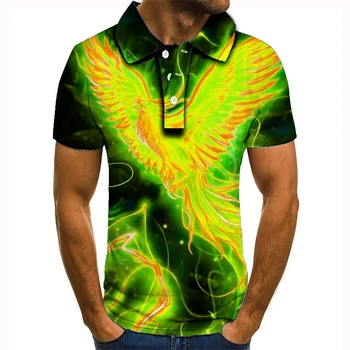 Мужская рубашка поло с воротником, футболка для гольфа, теннисная рубашка, модная повседневная уличная футболка с 3D-принтом в виде животных и птиц с короткими рукавами