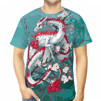 Мужская футболка с 3D принтом в китайском стиле с рисунком Дракона, унисекс, свободные топы из полиэстера, пляжные футболки