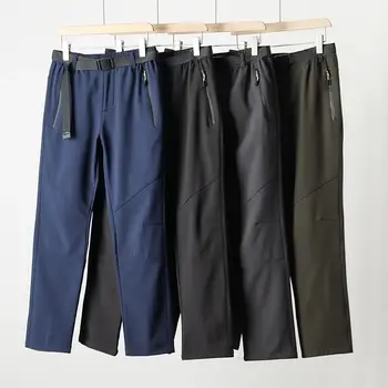 Мужские брюки для зарядки большого размера с поясом, водонепроницаемые плюшевые теплые мягкие спортивные длинные брюки для рыбалки на открытом воздухе, лыжные флисовые брюки