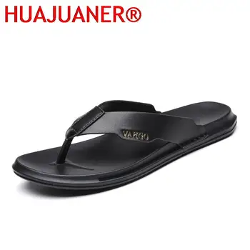 Мужские вьетнамки, модные пляжные тапочки, повседневная летняя обувь из натуральной кожи, вьетнамки, летние уличные туфли на плоской подошве, дышащие пантуфли