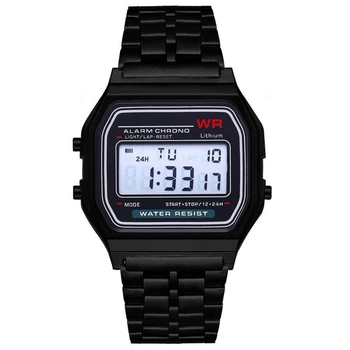 Мужские цифровые часы Многофункциональные спортивные водонепроницаемые электронные часы для мужчин Простой повседневный ремешок из сплава Светодиодные наручные часы в подарок
