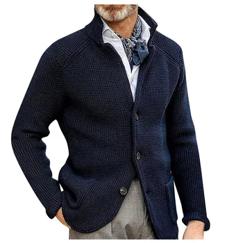 Мужской свитер, винтажный осенне-зимний мужской модный свободный кардиган, теплая куртка с лацканами, свитер, подарки, мужская одежда 스웨터 신상니트