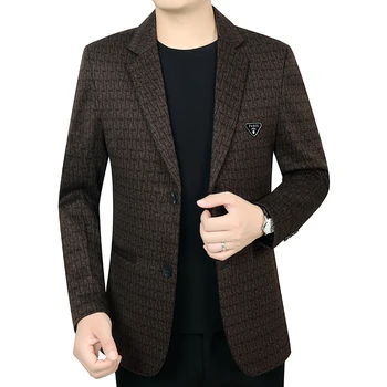 Мужской хлопчатобумажный пиджак 2023, Осенне-зимние новинки, мужские деловые блейзеры для отдыха, элегантные стильные