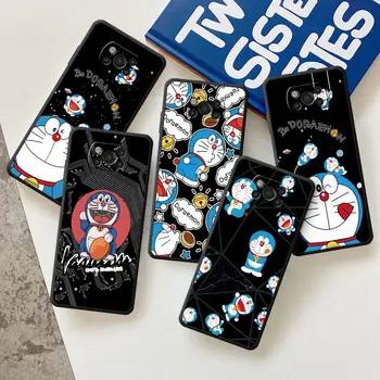 Мультяшный Чехол для Телефона Doraemon Xiaomi Poco F1 F4 GT M4 C40 X5 M3 M5 M5s X3 Pro C55 X4 NFC C50 C51, Черный Мягкий Чехол-Бампер