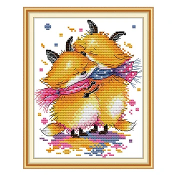Набор для вышивания крестиком Little fox hug aida 14 карат 11 карат количество напечатанных стежков на холсте вышивка рукоделие ручной работы своими руками