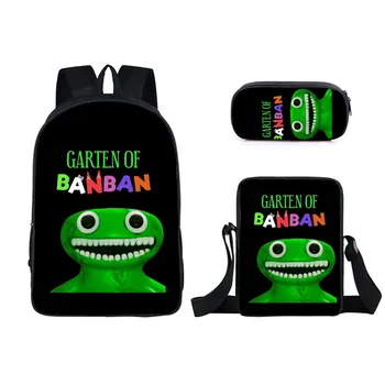 Набор из трех предметов Garten of Banban, школьная сумка, игровая школьная сумка на молнии через плечо, сумка-мессенджер, сумка-карандаш для мальчиков и девочек