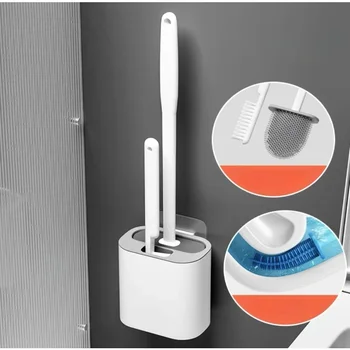 Набор туалетных щеток, подвешенный на стену с держателем, силиконовые щетки TPR, инструменты для мытья полов, аксессуары для ванной комнаты