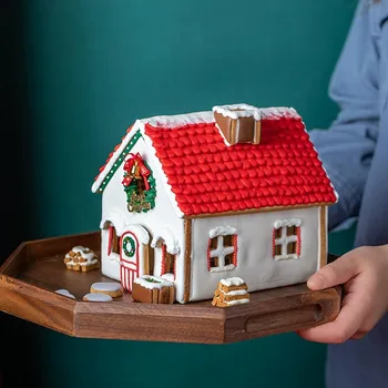 Набор формочек для печенья 3D Christmas Cabin из нержавеющей стали, Рождественский Пряничный домик, форма для помадки, Инструменты для украшения торта