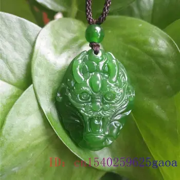 Натуральный нефритовый дракон кулон ожерелье ручной работы женщины Зеленый китайский для шарма Ювелирные изделия амулет Мужчины резные подарки из жадеита мода
