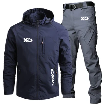 Новая мужская демисезонная тонкая одежда для рыбалки, костюмы, уличные ветрозащитные куртки с капюшоном, Дышащие быстросохнущие водонепроницаемые походные брюки