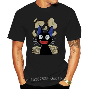 Новая одежда Cleshion Мужская Черная Футболка Kikis delivery Service, футболка Kikis Cat Raining Pancakes Tee 4603