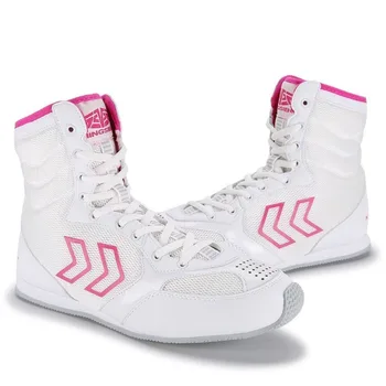 Новая трендовая боксерская обувь унисекс, дышащие борцовские ботинки, Мужские и женские противоскользящие борцовские кроссовки, пары спортивной обуви из сетчатого материала