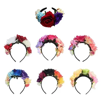 Новейший костюм-повязка на голову, корона из цветов Розы, мексиканский головной убор, украшения для вечеринки по случаю дня рождения, детские свадебные головные уборы для невесты Rose