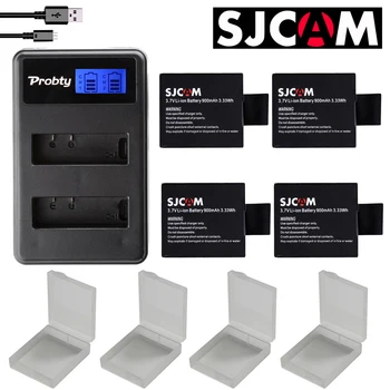 Новый 4шт аккумулятор SJCAM sj4000 + bateria sj7000 sj5000 sj6000 sj8000 SJ M10 двойное USB зарядное устройство для камеры SJCAM sj4000 sj5000
