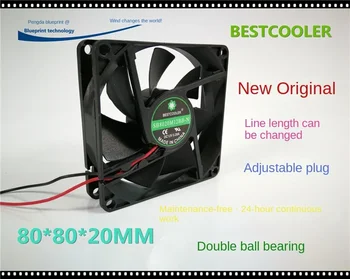 Новый охладитель воздуха 8020 80*80 * 20 Мм 12 В корпус с двойным шарикоподшипником, охлаждающий вентилятор