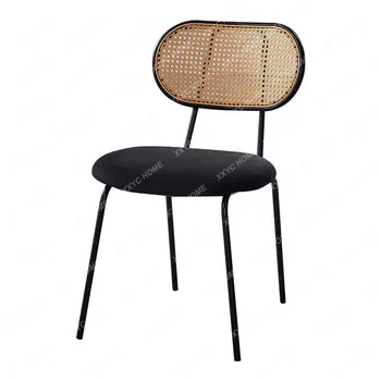 Обеденный стул из ротанга Nordic home простой стул для столовой кабинета дизайнерский стол стул железная мягкая сумка ротанговый стул