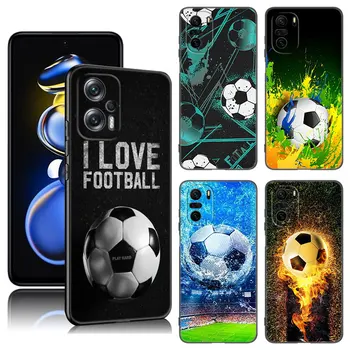 Огненный Футбольный Мяч Чехол Для Телефона Xiaomi POCO X3 X4 NFC F2 F5 M2 M3 M4 X5 Pro F3 F4 GT 5G C31 M5S Черный Силиконовый Чехол