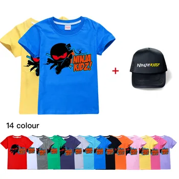 Одежда для Маленьких Девочек NINJA Toddle Хлопковая Одежда NINJA KIDZ С Графическим Рисунком, Футболка, Топ, футболка с коротким рукавом и Комплект Солнцезащитных Шляп Для детей