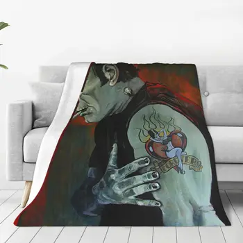 Одеяло с татуировкой монстра Франкенштейна с разбитым сердцем Теплое Флисовое Фланелевое Одеяло из фильма ужасов для постельных принадлежностей Диван Путешествия