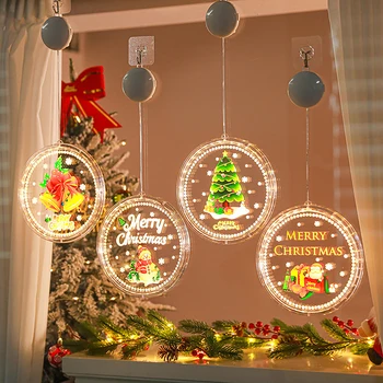 Окно Рождественский светильник подвесной светильник рождественский декор магазин украшения комнаты Сид присоски легкий маленький цветной подсветкой подарки