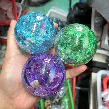 Оптовая продажа aura гальваническое цветное взрывоопасное стекло кварцевый шар сфера для офиса украшения для дома