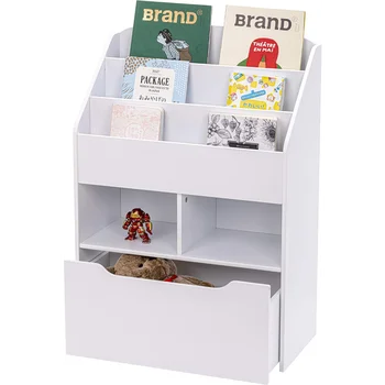 Органайзер для книжных полок и игрушек UTEX, книжный шкаф для хранения для детей с коробкой для игрушек на колесиках белого цвета