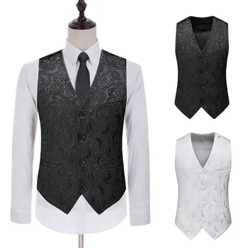 Осенне-зимняя мужская мода, индивидуальность, выдалбливают приталенный костюм, жилет, стиль мужской большой черно-белый повседневный жилет