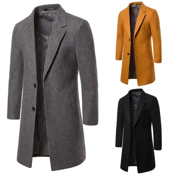 Осень/Зима 2023, Новое мужское шерстяное пальто в европейском и американском стиле, джинсовая ветровка средней длины.
