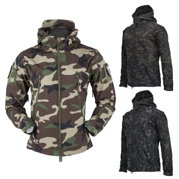 Осень-зима 2024, тактическая армейская военная куртка на молнии, мужская мягкая оболочка, тактическая водонепроницаемая армейская камуфляжная одежда для защиты от ветра