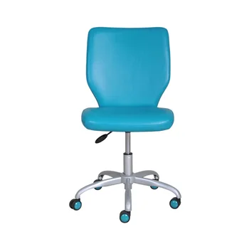 Офисное кресло со средней спинкой и колесиками соответствующего цвета из искусственной кожи бирюзового цвета, мебель для кухни или офиса Эргономичная