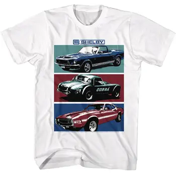 Официальная футболка Carroll Shelby Four Mustangs Cars SM - 5XL из белого хлопка
