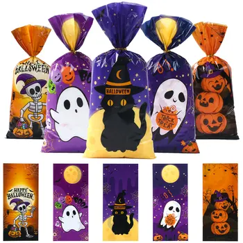 Пакеты для конфет на Хэллоуин Пластиковый пакет Ghost Cat для детского подарочного печенья, печенья и десертов, принадлежности для упаковки своими руками, украшения для выпечки