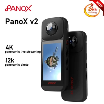Панорамная экшн-камера Panox V2 12K 360 с улучшенным качеством видео 5.7k30 кадров в секунду для езды на мотоцикле, катания на лыжах, дайвинга