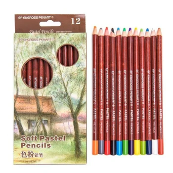 Пастельные профессиональные карандаши Wood Creative, шт. / компл., канцелярские принадлежности для школьников Soft 12 для рисования, цветные ручки для рисования