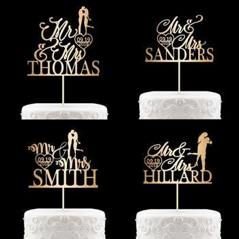 Персонализированный Топпер для свадебного торта Мистер и миссис Индивидуальные Топперы для свадебного торта Принадлежности для годовщины свадьбы в деревенском стиле