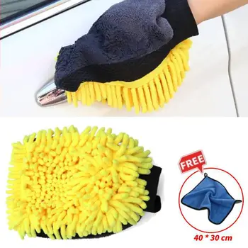 Перчатки для мытья, двухсторонний коралловый флис, впитывающий воду, утолщающий плюш, рукавицы для чистки автомобилей, Аксессуары для ухода за автомобилем