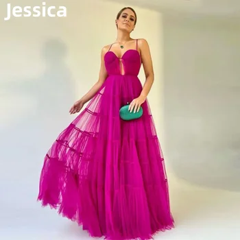 Платья для выпускного вечера Jessica фиолетового цвета, тюлевое вечернее платье трапециевидной формы, женская официальная одежда для официальных мероприятий, вечерние платья для вечеринок.