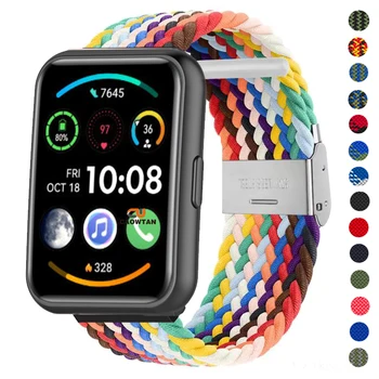 Плетеный Нейлоновый Ремешок для Huawei Watch Fit 2-Полосный Тканый ремешок для часов Регулируемый Сменный Браслет для Huawei Watch Fit Bands